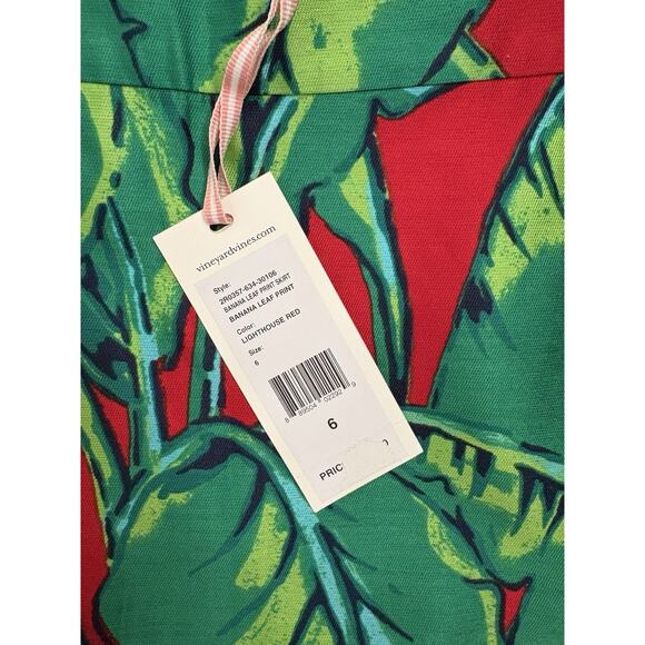 Vineyard Vines Silk Blend Banana Leaf Print Skirt Womens Size 6 NWT Lined - Picture 4 of 6